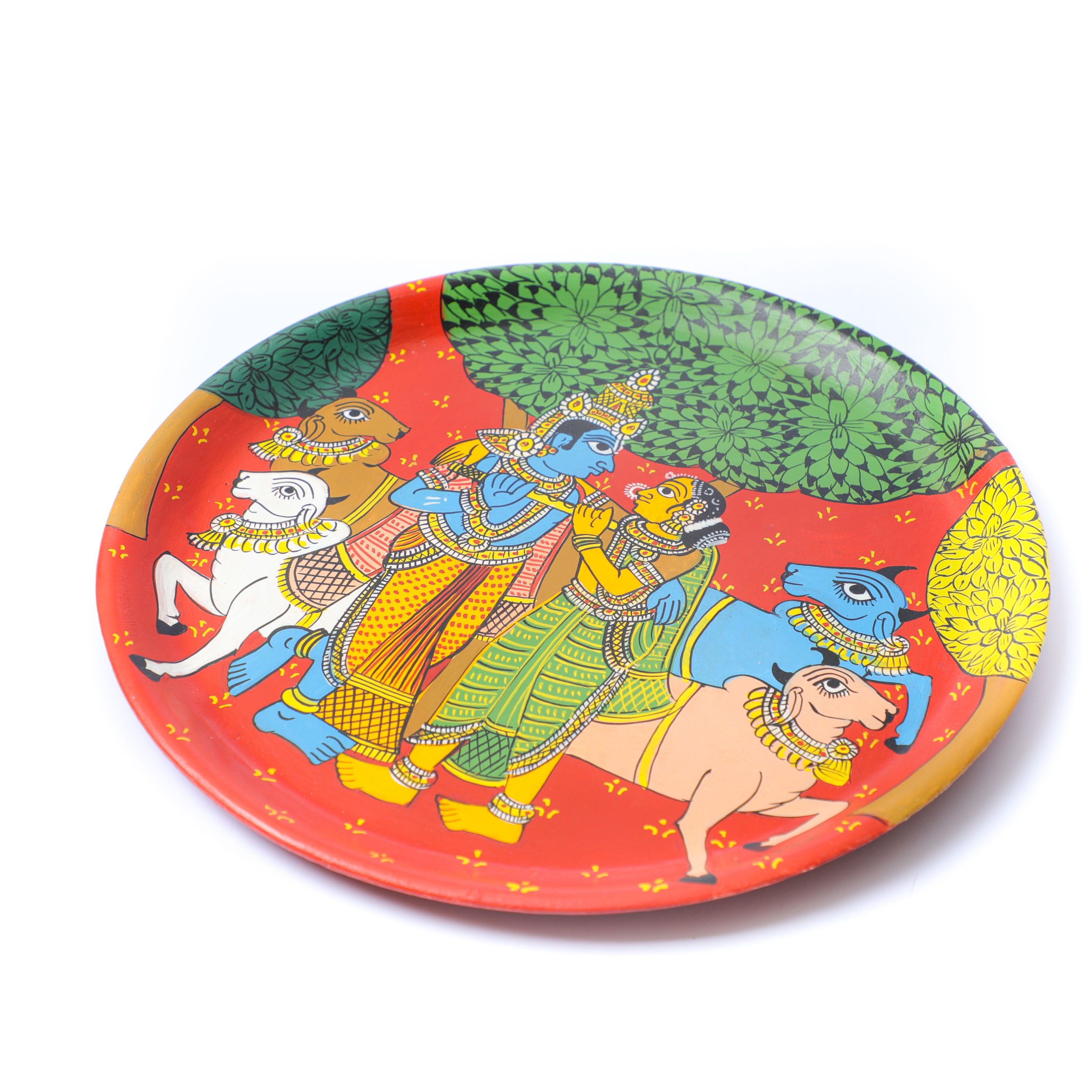 Radha Krishna Cheriyal Wall Plate - 12"